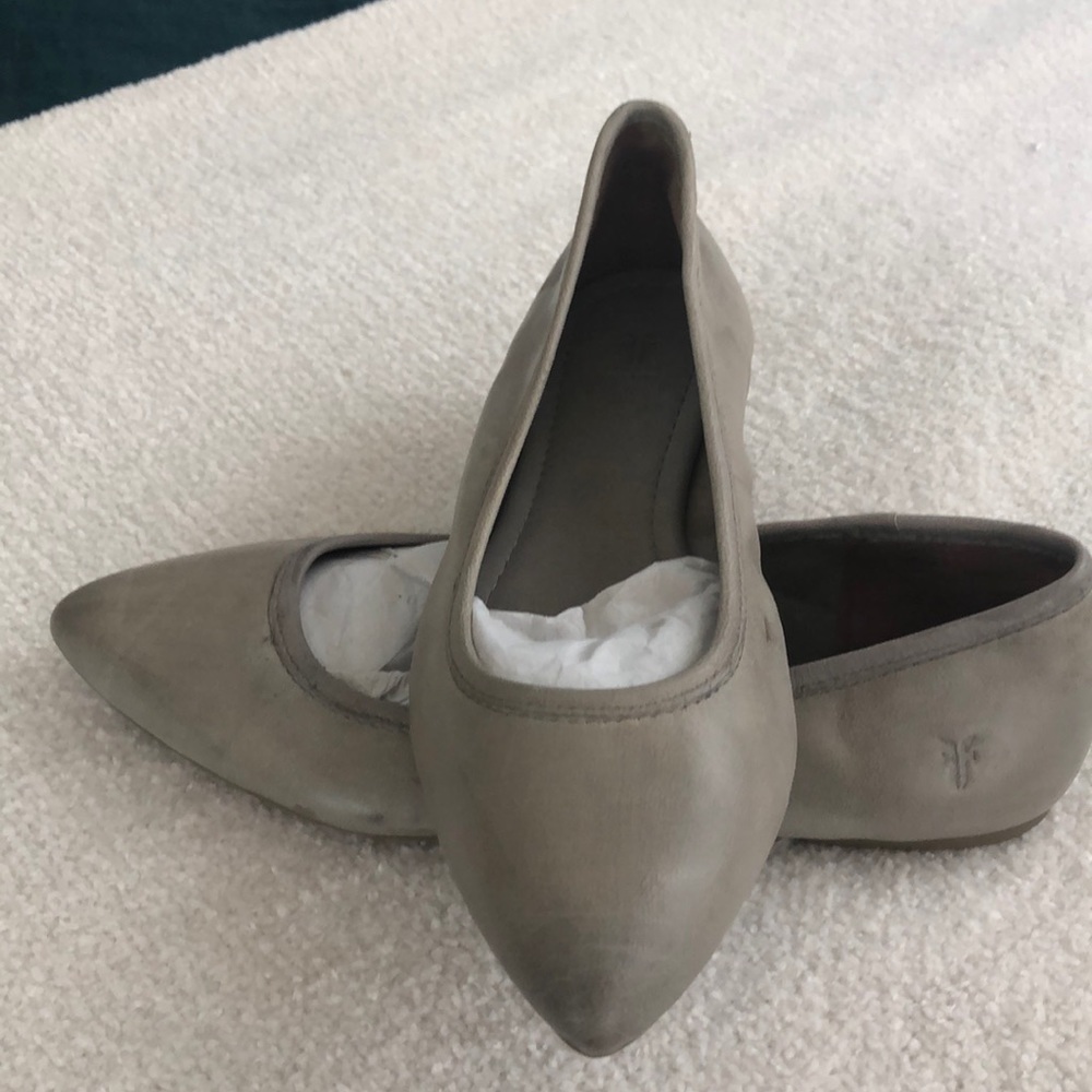Frye gray leather ballet flats